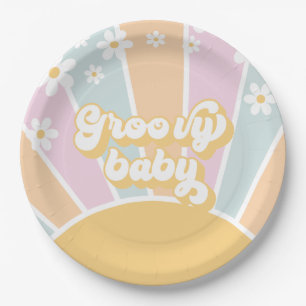 Groovy Baby pastel Retro Sunshine babyfeest Papieren Bordje