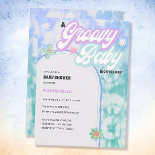 Groovy Baby Pastel Tie Dye Baby shower Kaart