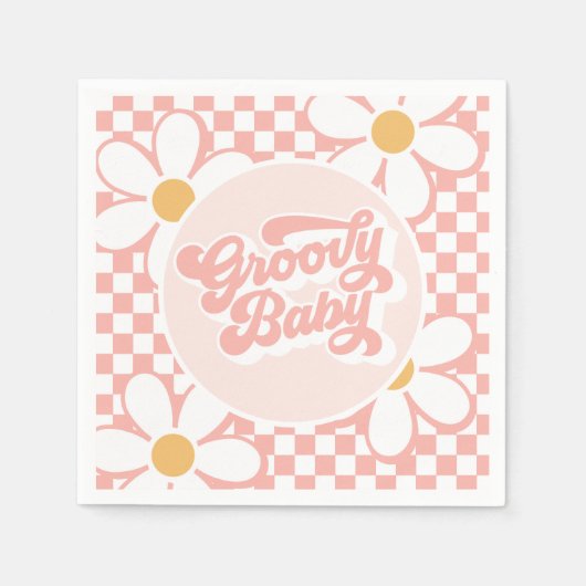 Groovy Baby Pink Daisy Checker Servet (Voorkant)