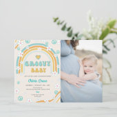 Groovy Baby Rainbow Baby shower Party Foto Kaart (Staand voorkant)
