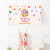 Groovy Baby Retro 70's Disco Ball Baby shower Spandoek (Insitu)