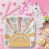 Groovy Baby Retro 70s Hippie Sunshine Daisies Papieren Bordje (Feest)