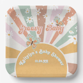 Groovy Baby Retro 70s Hippie Sunshine Daisies Papieren Bordje