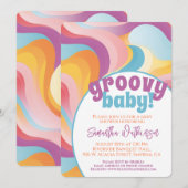 Groovy Baby Retro Boho Wave Baby shower Kaart (Voorkant / Achterkant)