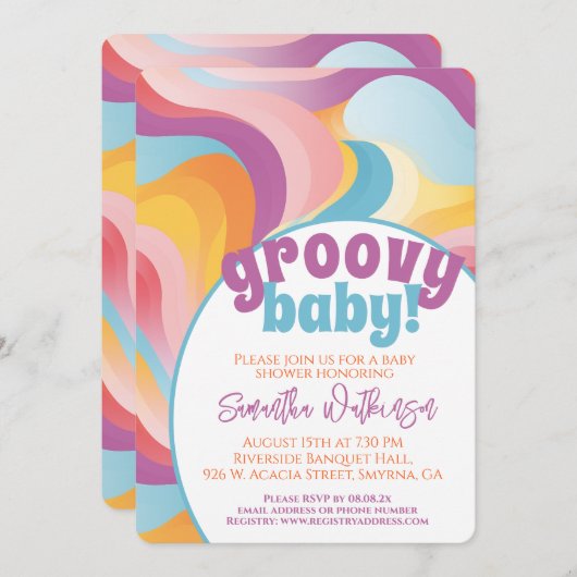 Groovy Baby Retro Boho Wave Baby shower Kaart (Voorkant / Achterkant)