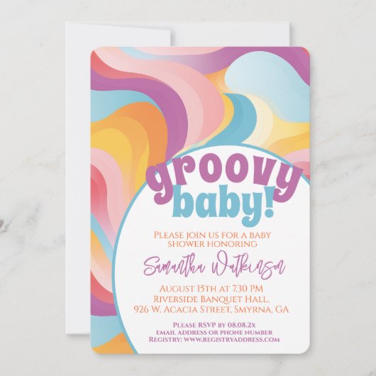 Groovy Baby Retro Boho Wave Baby shower Kaart (Voorkant)