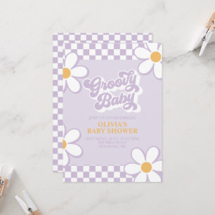 Groovy Baby Retro Check Paarse Daisy Kaart
