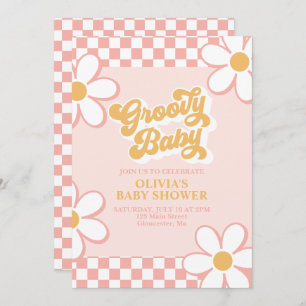 Groovy Baby Retro Check Pink Daisy Kaart