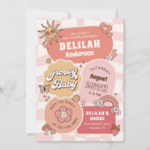 Groovy Baby Retro Daisy Baby shower Kaart (Voorkant)