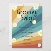 Groovy Baby Retro Daisy Baby shower Kaart (Voorkant)