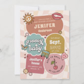 Groovy Baby Retro Daisy Baby shower Kaart (Voorkant)
