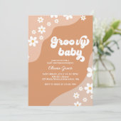 Groovy Baby Retro Daisy brown baby shower Kaart (Staand voorkant)