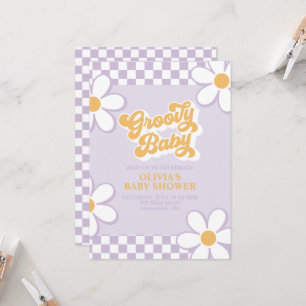 Groovy Baby Retro Kijk Bloem Paars Madeliefje Kaart