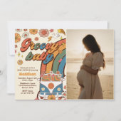 Groovy Baby Retro Rainbow Baby shower Foto Kaart (Voorkant)