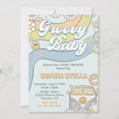 Groovy Baby Retro Rainbow Baby shower Party Kaart (Voorkant)