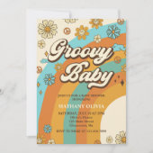 Groovy Baby Retro Rainbow Baby shower Party Kaart (Voorkant)