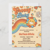 Groovy Baby Retro Rainbow Baby shower Party Kaart (Voorkant)