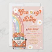 Groovy Baby Retro Rainbow Baby shower Party Kaart (Voorkant)
