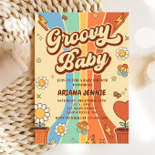Groovy Baby Retro Rainbow Baby shower Party Kaart