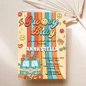 Groovy Baby Retro Rainbow Baby shower Party Kaart