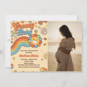 Groovy Baby Retro Rainbow Baby shower Party Kaart (Voorkant)