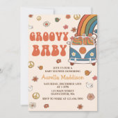 Groovy Baby Retro Rainbow Baby shower Party Kaart (Voorkant)