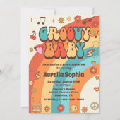 Groovy Baby Retro Rainbow Baby shower Party Kaart (Voorkant)