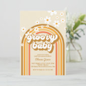 Groovy Baby Retro Rainbow Daisy Baby shower Kaart (Staand voorkant)