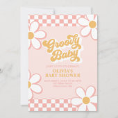 Groovy Baby Retro Roze Madeliefje Kaart (Voorkant)