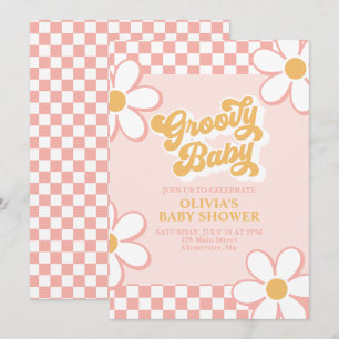 Groovy Baby Retro Roze Madeliefje Kaart