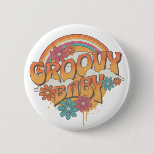 Groovy Baby retro stijl ontwerp Ronde Button 5,7 Cm