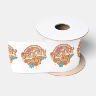 Groovy Baby retro stijl ontwerp Satijnen Lint