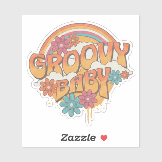 Groovy Baby retro stijl ontwerp Sticker (Vel)