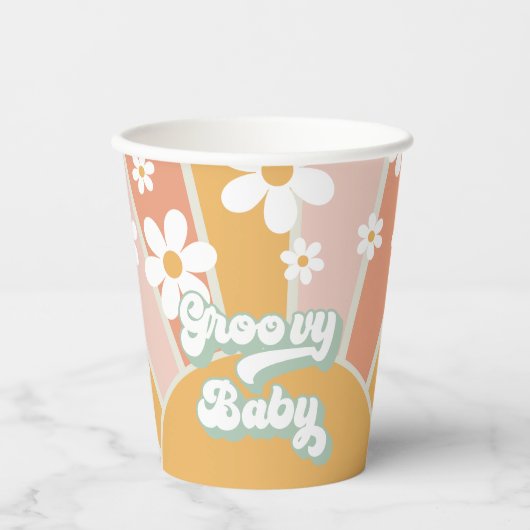 Groovy Baby Retro Sunshine Baby shower Cups Papieren Bekers (Voorkant)