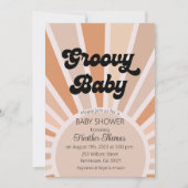 Groovy Baby Retro Sunshine Baby shower Uitnodiging (Voorkant)