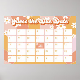 Groovy Baby Retro Sunshine Baby Shower Verwachte D Poster