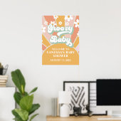 Groovy Baby Retro Sunshine Baby shower Welkom Poster (Thuiskantoor)