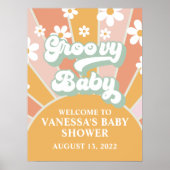 Groovy Baby Retro Sunshine Baby shower Welkom Poster (Voorkant)