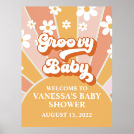 Groovy Baby Retro Sunshine Baby shower Welkom Poster