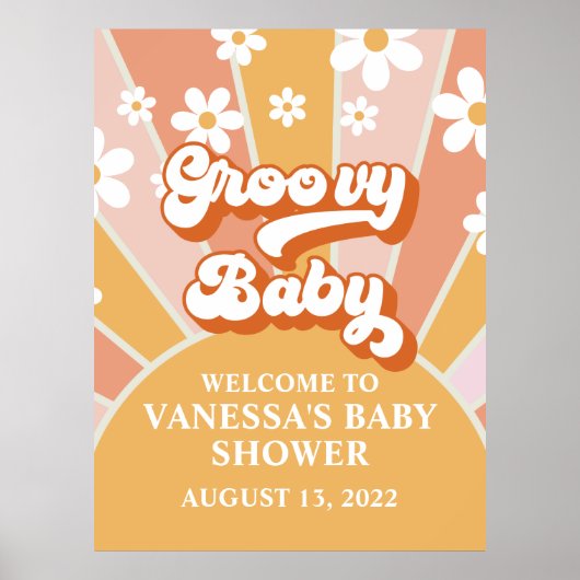 Groovy Baby Retro Sunshine Baby shower Welkom Poster (Voorkant)