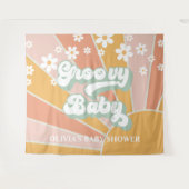 Groovy Baby Retro Sunshine Daisy Baby shower Banne Wandkleed (Voorkant (horizontaal))