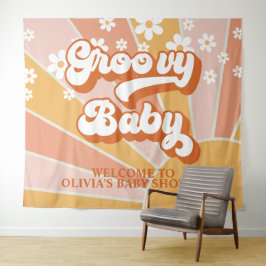 Groovy Baby Retro Sunshine Daisy Baby shower Banne Wandkleed