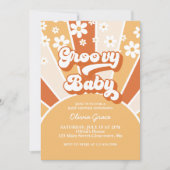 Groovy Baby Retro Sunshine Daisy Baby shower Invit Kaart (Voorkant)