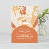 Groovy Baby Retro Sunshine Daisy Baby shower Invit Kaart (Staand voorkant)