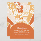 Groovy Baby Retro Sunshine Daisy Baby shower Invit Kaart (Voorkant / Achterkant)