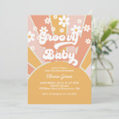 Groovy Baby Retro Sunshine Daisy Baby shower Kaart (Staand voorkant)