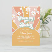 Groovy Baby Retro Sunshine Daisy Baby shower Kaart (Staand voorkant)