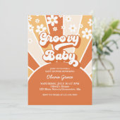 Groovy Baby Retro Sunshine Daisy Baby shower Kaart (Staand voorkant)