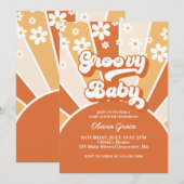 Groovy Baby Retro Sunshine Daisy Baby shower Kaart (Voorkant / Achterkant)
