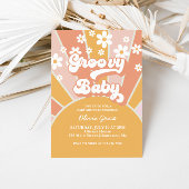Groovy Baby Retro Sunshine Daisy Baby shower Kaart